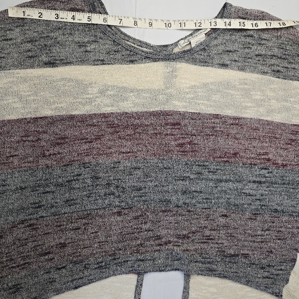 American Rag Colorblock Stripe Hi-Low Hem Dolman Sleeve Button Back Lightweight - Picture 8 of 12